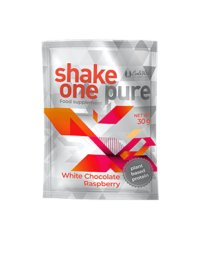 Shake One Pure è una deliziosa polvere proteica vegetale. Ha il sapore di cioccolato bianco e lampone. Da utilizzare come integratore della dieta quotidiana o di qualsiasi dieta mirata alla perdita di peso.